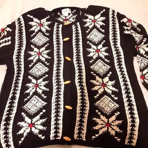 Adolfo Snowflake Sweater Size Small